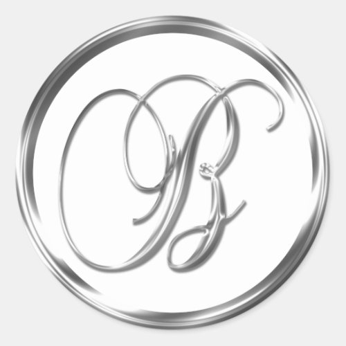 B Monogram Faux Silver Envelope Or Favor Seal