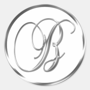 B Monogram Faux Silver Envelope Or Favor Seal
