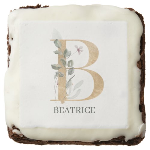 B Monogram Floral Personalized Brownie