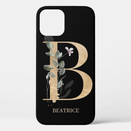B Monogram Floral Personalized iPhone 12 Case