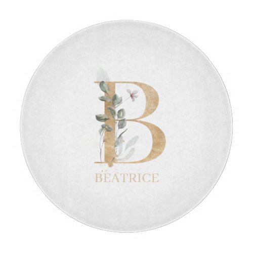 B Monogram Floral Personalized Cutting Board