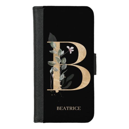 B Monogram Floral Personalized iPhone 87 Wallet Case