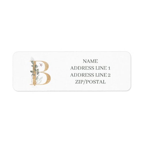 B Monogram Floral Personalized Label