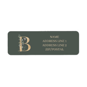 B Monogram Floral Personalized Label