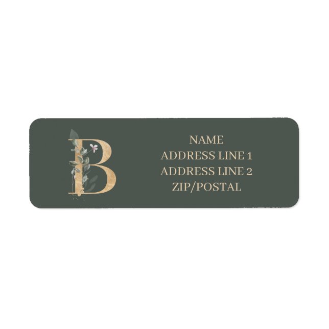 B Monogram Floral Personalized Label (Front)