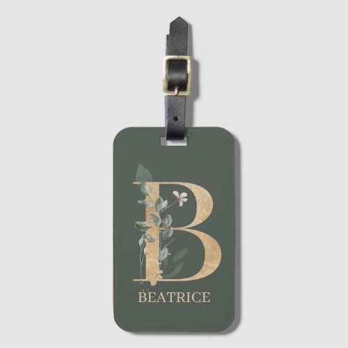 B Monogram Floral Personalized Luggage Tag