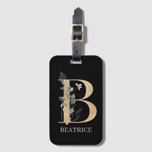 B Monogram Floral Personalized Luggage Tag