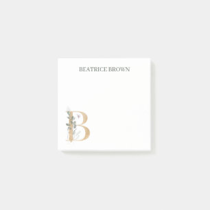 B Monogram Floral Personalized Post-it Notes