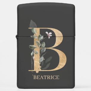 B Monogram Floral Personalized Zippo Lighter