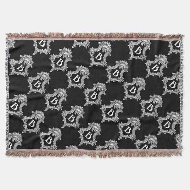 B Monogram Initial Throw Blanket (Front)