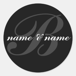 "b" monogram label