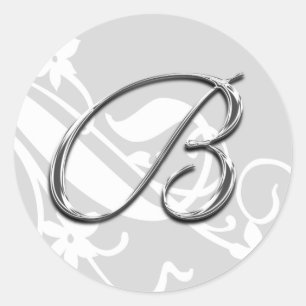B Monogram Letter Wedding Envelope Seal Sticker
