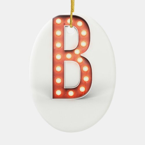 B Monogram Marquee Bulb Ceramic Ornament