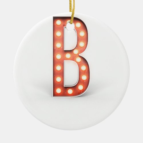 B Monogram Marquee Bulb Ceramic Ornament