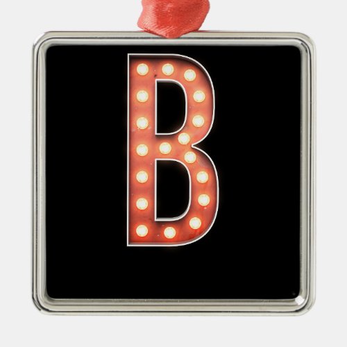 B Monogram Marquee Bulb Metal Ornament