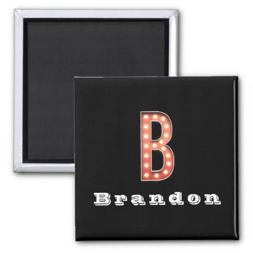 B Monogram Marquee Bulb Personalized Magnet