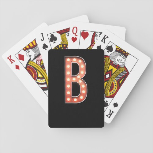 B Monogram Marquee Bulb Playing Cards