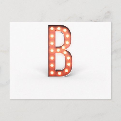 B Monogram Marquee Bulb Postcard