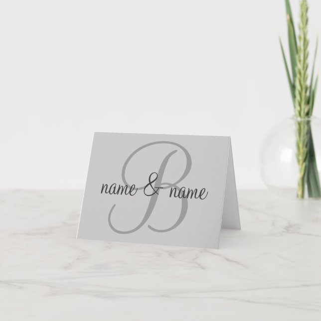 "B" monogram note card - personalize first names (Front)