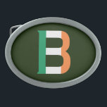 B Monogram overlaid on Irish Flag bbcnt Belt Buckle<br><div class="desc">B Monogram overlaid on Irish Flag Belt Buckle

Design © Trinkets and Things 2017 - AHP Design. All Rights Reserved.</div>