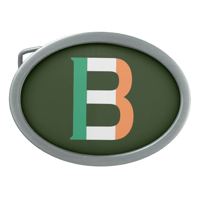 B Monogram overlaid on Irish Flag bbcnt Belt Buckle (Front)
