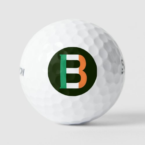 B Monogram overlaid on Irish Flag ssf gbcnt Golf Balls