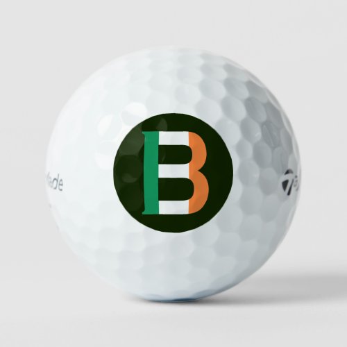 B Monogram overlaid on Irish Flag tmtp5 gbcnt Golf Balls