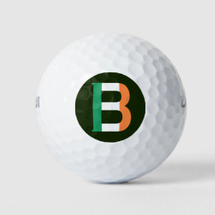 B Monogram overlaid on Irish Flag wu gbt Golf Balls