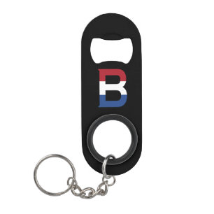 B Monogram overlaid on NLD Flag on bk bocnt Keychain Bottle Opener