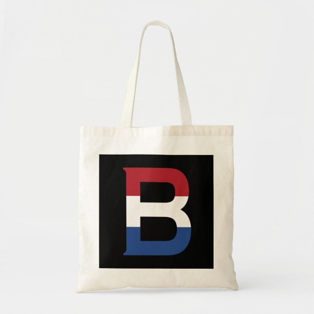 B Monogram overlaid on NLD Flag on bk btcnt Tote Bag (Front)