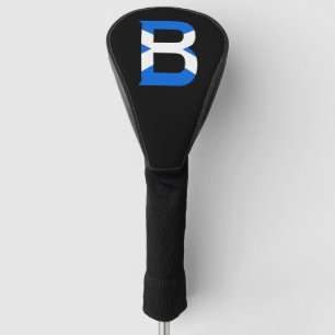 B Monogram overlaid on Scottish Flag dccnt Golf Head Cover