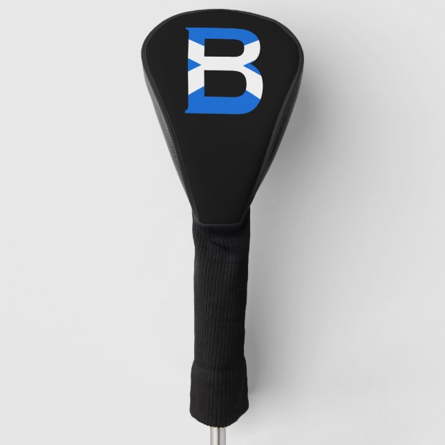 B Monogram overlaid on Scottish Flag dccnt Golf Head Cover (Front)