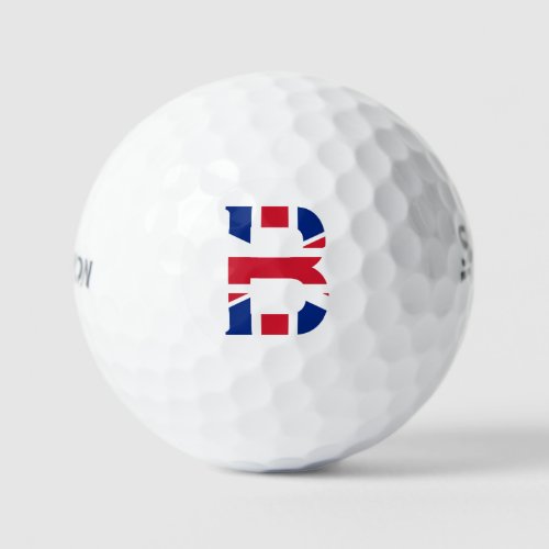 B Monogram overlaid on Union Jack Flag ssf gbcnt Golf Balls