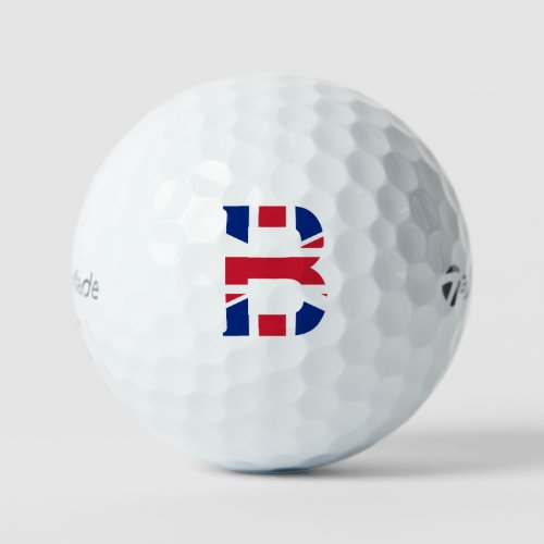 B Monogram overlaid on Union Jack Flag tmtp5 gbcn Golf Balls