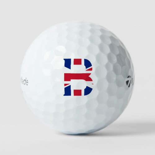 B Monogram overlaid on Union Jack Flag tmtp5 gbcnt Golf Balls