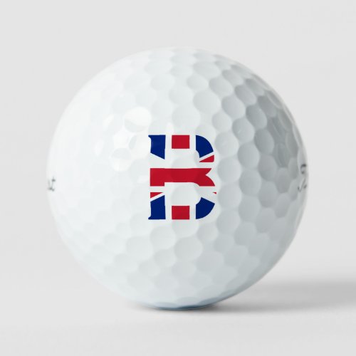 B Monogram overlaid on Union Jack Flag tpv1 gbcn Golf Balls