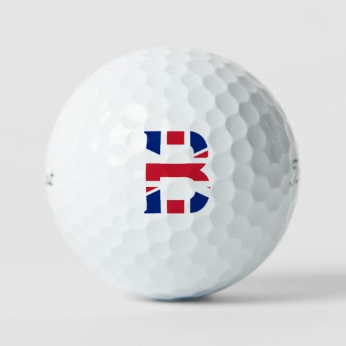 B Monogram overlaid on Union Jack Flag tpv1 gbcnt Golf Balls