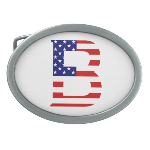 B Monogram overlaid on USA Flag bbcn Belt Buckle