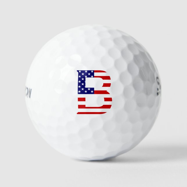 B Monogram overlaid on USA Flag ssf gbcnt Golf Balls (Front)