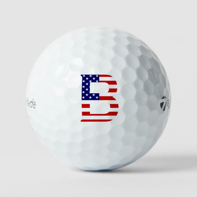 B Monogram overlaid on USA Flag tmtp5 gbcnt Golf Balls (Front)