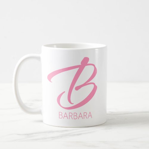 B Monogram Personalized Pink Coffee Mug