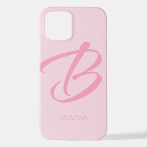 B Monogram Personalized Pink iPhone Case