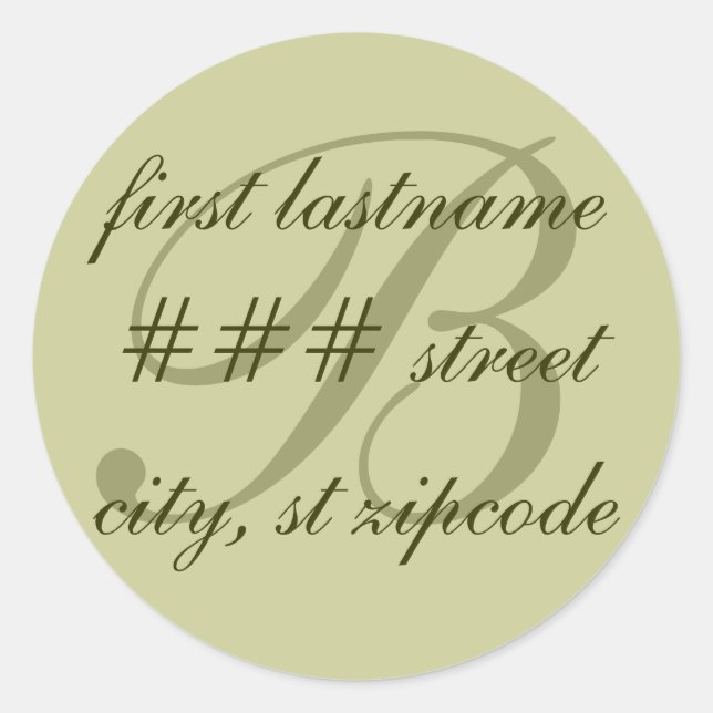 "B" monogram return address label - personalize (Front)