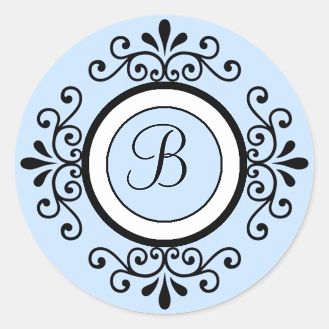 B Monogram Wedding Envelope Seal Stickers (Front)