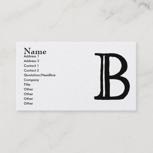 "B" Monogrammed Business Card