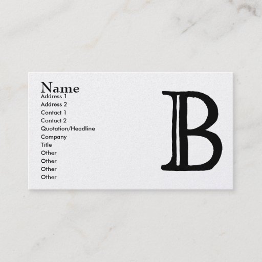 Customizable "B" Monogrammed Business Card
