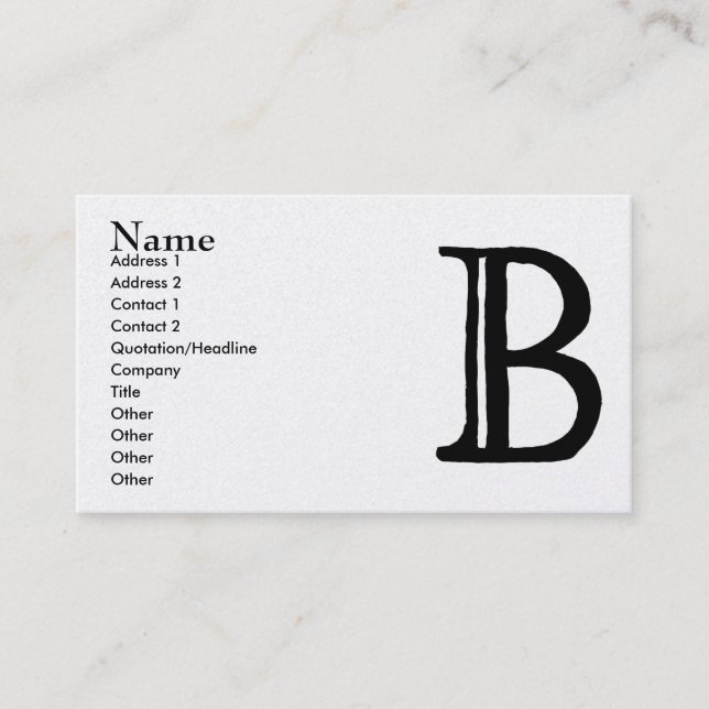 "B" Monogrammed Business Card (Front)