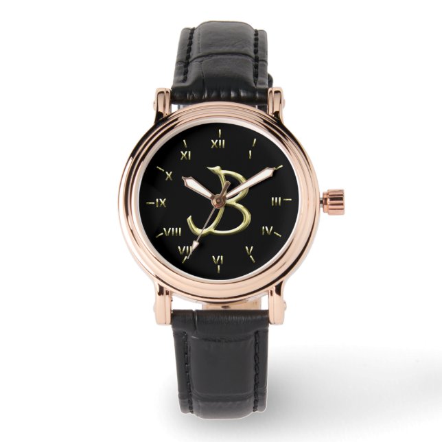 B Monogrammed with Roman Numerals Watch (Front)
