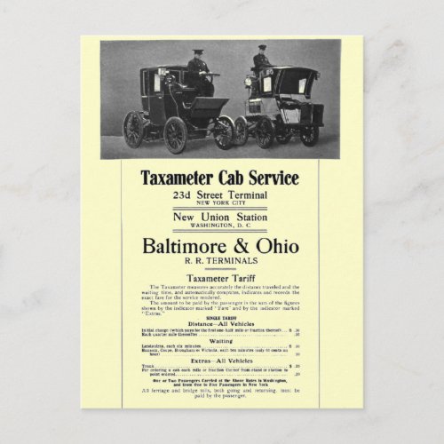 BO Railroad Taxameter Cab Service 1908 Postcard