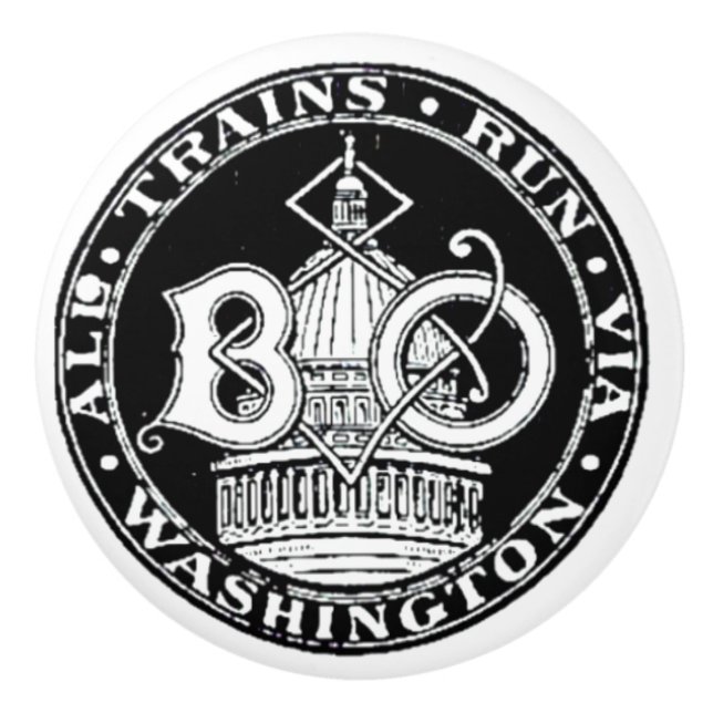 B+O Royal Blue Line Trains Ceramic Knob (Front)